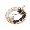 Natural Obsidian & Howlite Pendants PALLOY-JF03026-01-3