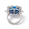 Gemstone Crab Open Cuff Ring RJEW-I090-01P-3