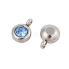 Trendy Original Color 304 Stainless Steel Faceted Grade A Rhinestone Flat Round Charms Pendants RB-N030-01I-2