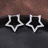 Tarnish Resistant 304 Stainless Steel Star Huggie Hoop Earrings STAS-H156-05P-4