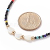 Shell Heart & Glass Beaded Necklace for Women NJEW-JN03910-01-5