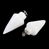 Natural White Jade Gemstone Pointed Pendants G-K384-01P-09-2