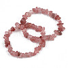 Unisex Chip Natural Strawberry Quartz Beaded Stretch Bracelets BJEW-S143-40-7