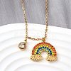 304 Stainless Steel Rhinestone Rainbow Pendant Necklaces for Women NJEW-U043-03G-1