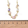 Brass Pave Cubic Zirconia Rose Flower Link Cable Chain Necklaces for Women NJEW-C121-05B-06G-5
