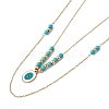 Enamel Charms Double Layer Necklace with Synthetic Turquoise Beaded NJEW-P269-20C-G-2