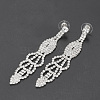 Silver Color Plated Brass Rhinestone Cup Chain Ear Studs EJEW-S200-06-1