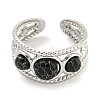 304 Stainless Steel Synthetic Turquoise Cuff Rings G-Z056-06P-04-2