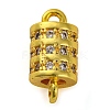 Brass Micro Pave Clear Cubic Zirconia Hollow Column Connector Charms KK-A230-05D-G-1