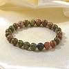 Natural Unakite Bead Stretch Bracelets BJEW-K212-B-006-6