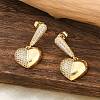 Brass Micro Pave Clear Cubic Zirconia Dangle Stud Earrings for Women LS-EJEW-F352-05G-01-5