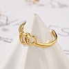 Heart 304 Stainless Steel Open Cuff Rings X-RJEW-R014-03G-01-2