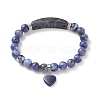 Natural Sodalite Beads Charm Bracelets BJEW-K164-B02-1