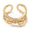 Brass with Cubic Zirconia Open Cuff Rings RJEW-B052-01G-2