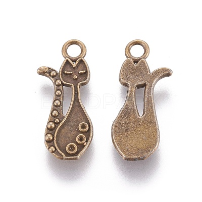 Tibetan Style Alloy Kitten Pendant Settings for Enamel PALLOY-A15359-AB-NF-1