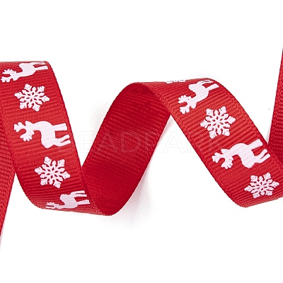 8 Rolls 8 Styles Christmas Printed Polyester Ribbon Sets OCOR-A008-01-1