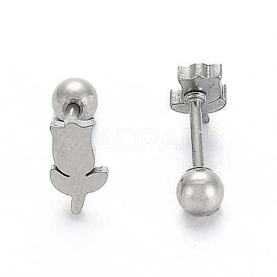 Tarnish Resistant 201 Stainless Steel Barbell Cartilage Earrings X-EJEW-R147-39-1