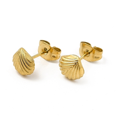 Ion Plating(IP) 304 Stainless Steel Shell Shape Stud Earrings for Women EJEW-I281-33G-1
