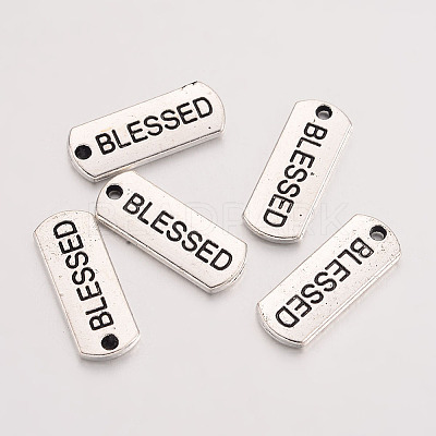 Tibetan Style Alloy Rectangle with Word Blessed Pendants LS-TIBEP-Q043-060-RS-1