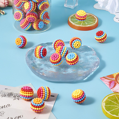 Resin Waxberry Beads RESI-TA0003-14C-1