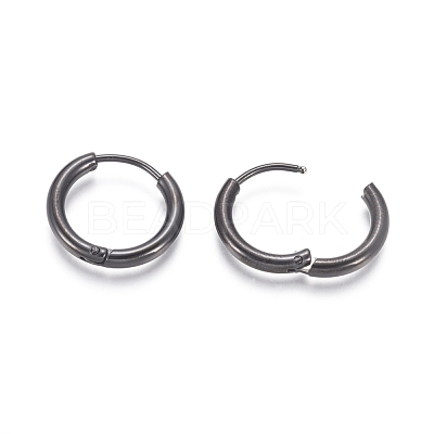 304 Stainless Steel Huggie Hoop Earrings EJEW-F111B-17mm-B-1