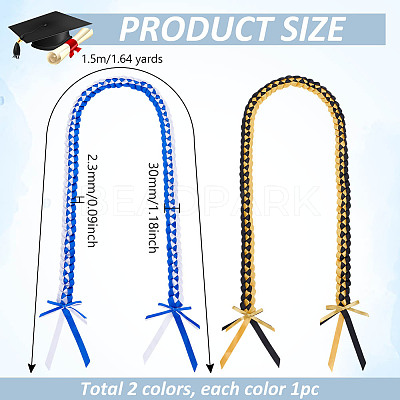 2Pcs 2 Colors Polyester Graduation Honor Rope AJEW-PH0012-05-1