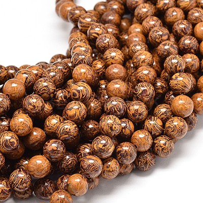 Natural Elephant Skin Jasper/Miriam Stone/Calligraphy Stone Bead Strands G-P075-20-6mm-1