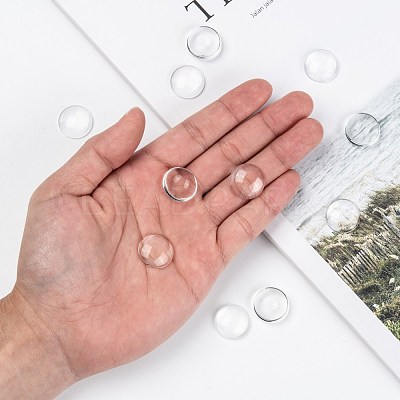 Transparent Glass Cabochons X-GGLA-R026-18mm-1