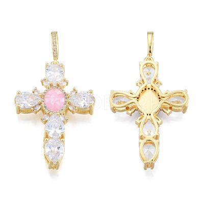 Brass Micro Pave Clear Cubic Zirconia Pendants KK-N227-108A-1