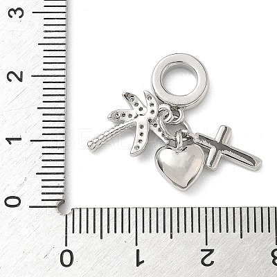 Brass Micro Pave Clear Cubic Zirconia European Dangle Charms KK-D502-13D-P-1