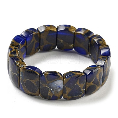 Synthetic Rectangle Gold Clinquant Stone Stretch Bracekets G-P549-01A-1