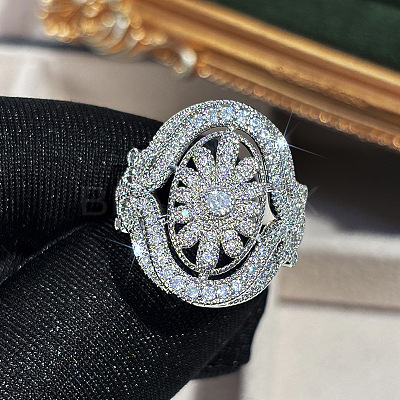Brass Micro Pave Cubic Zirconia Finger Rings for Women FS-WGE2DD0-03-1