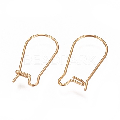 Ion Plating(IP) 304 Stainless Steel Hoop Earrings Findings Kidney Ear Wires STAS-L216-22C-G-1