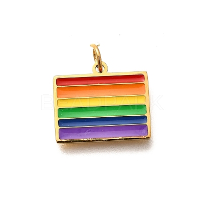 Pride 304 Stainless Steel Enamel Pendants STAS-B079-01G-13-1