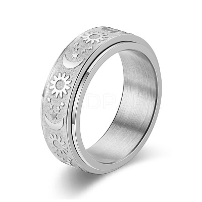 Star & Moon & Sun 304 Stainless Steel Rotatable Finger Ring LS-PW-WG61315-01-1