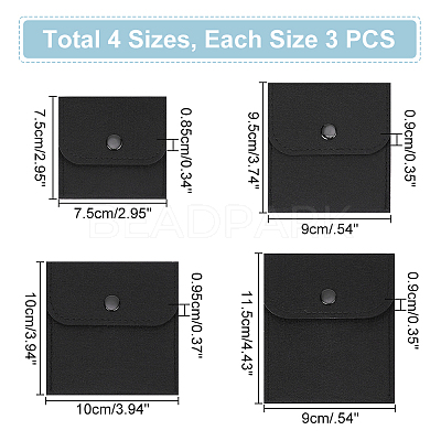 12Pcs 4 Style Felt Jewelry Storage Bags ABAG-PH0001-35-1