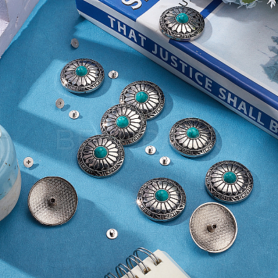 10Pcs 1-Hole Alloy & Turquoise Decorative Rivets FIND-GF0003-47-1