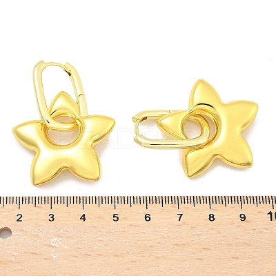 Star Brass Hoop Earrings for Women EJEW-U057-06C-01G-1