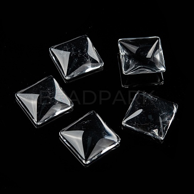 Transparent Glass Square Cabochons GGLA-S022-15mm-1