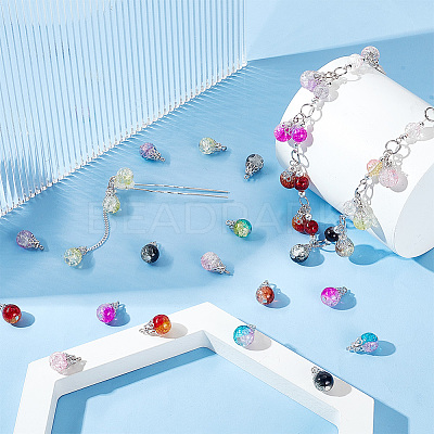 100Pcs 10 Color Crackle Glass Charms PALLOY-AB00224-1