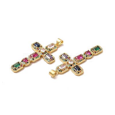 Rack Plating Eco-Friendly Brass Micro Pave Cubic Zirconia Pendants KK-A177-05G-1