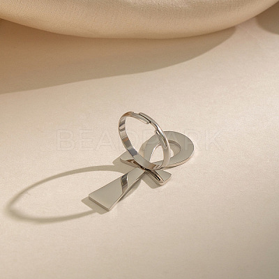 304 Stainless Steel Cuff Open Rings for Women WJ3618-2-1