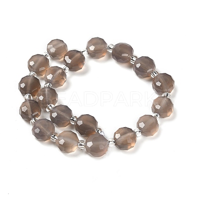 Natural Grey Agate Beads Strands G-B153-B01-1