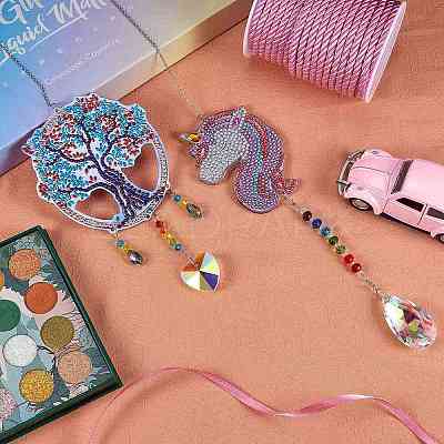 2 Sets 2 Style DIY Diamond Painting Wind Chime Kits DIY-SZ0007-54-1