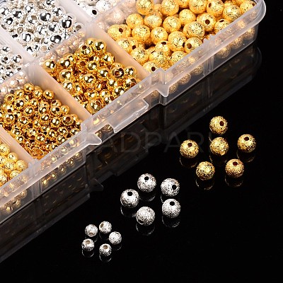 Brass Textured Beads and Iron Beads KK-X0082-B-1