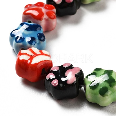 Handmade Printed Porcelain Beads X1-PORC-F005-02-1