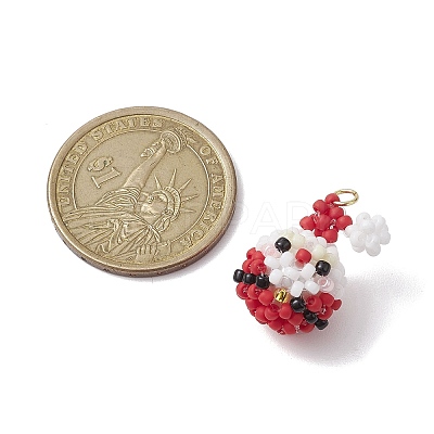 Christmas Theme Handmade Glass Seed Beads Woven Pendants PALLOY-MZ00215-1