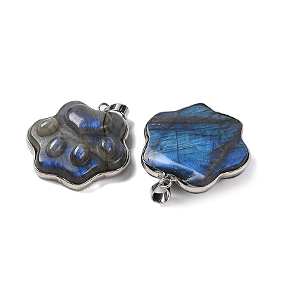 Natural Labradorite Carved Pendants G-B085-12P-1
