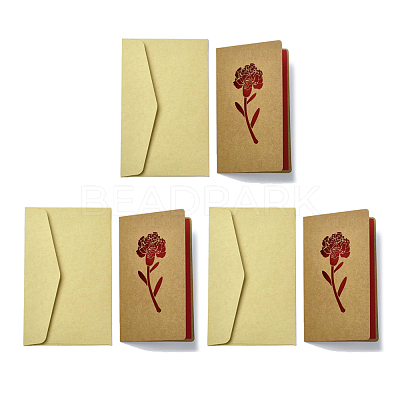3 Sets Kraft Paper Greeting Cards AJEW-FS0001-27B-1