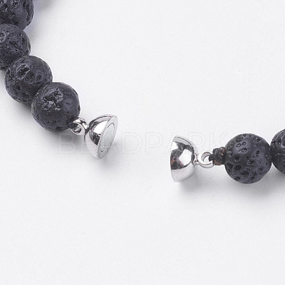 Natural Lava Rock Beads Bracelets BJEW-E326-13F-1